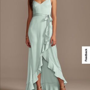 David's Bridal Spaghetti Strap Crepe Ruffle Bridesmaid Dress